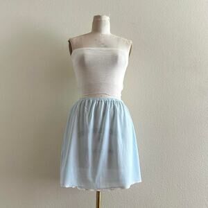 Handmade Light Blue Nylon Lace Trim Mini Petti Slip Skirt